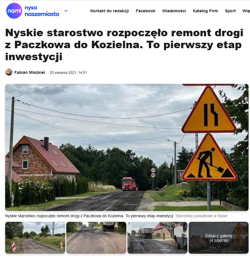 Nyskie starostwo rozpoczęło remont drogi z Paczkowa do Kozielna